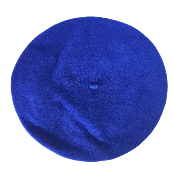 VINTAGE Madcaps New York Bright Blue 100% Wool Beret Hat USA Made - Picture 1 of 4